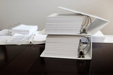 Binders on desk for office work business education organized paperwork in folders