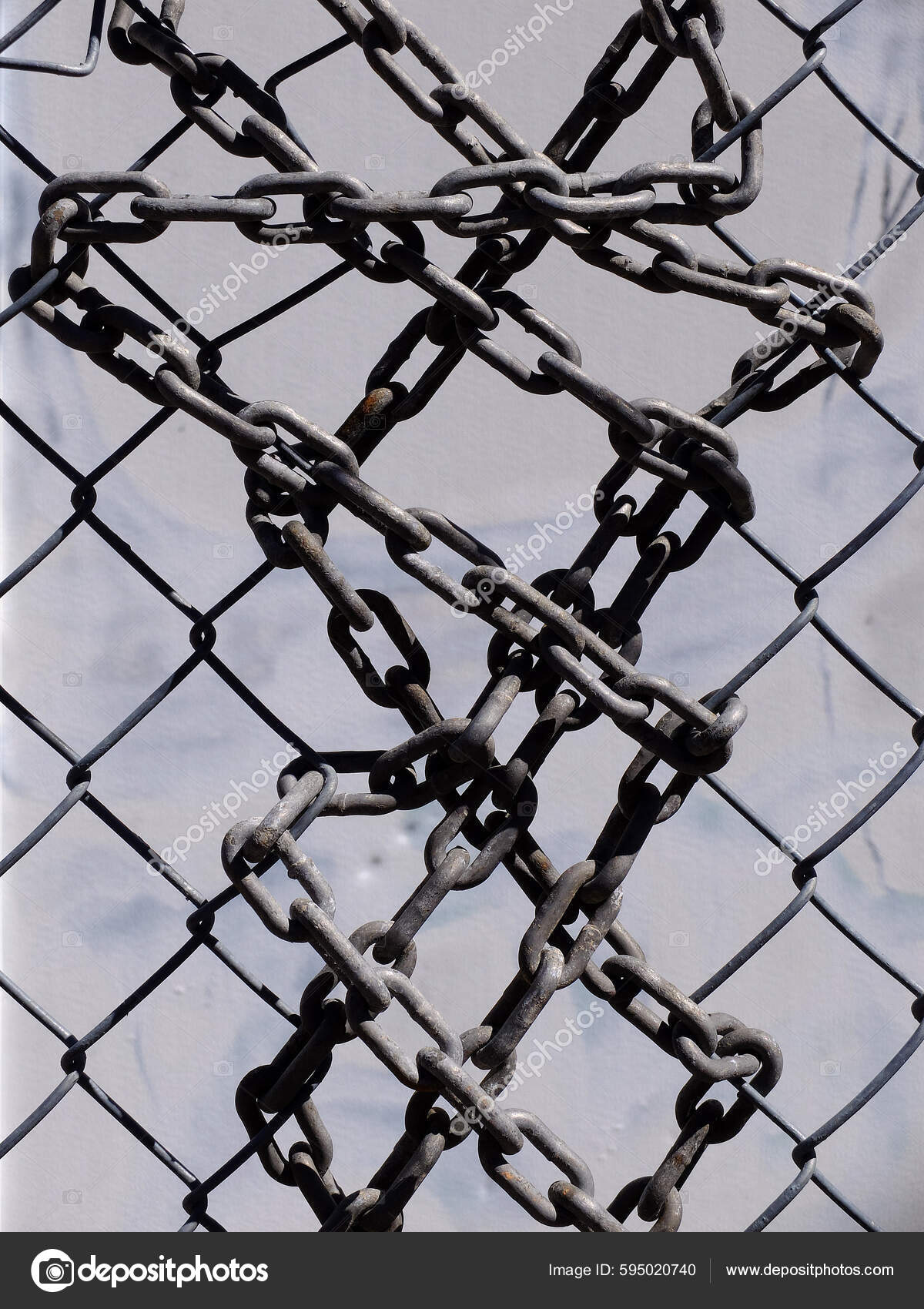 Chain Wrapped Chainlink Fence Security — Stock Photo © eric1513 #595020740
