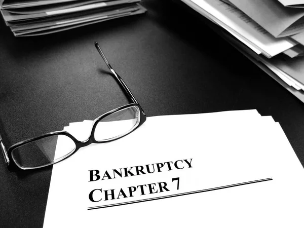 Bankrupcty Documents Chapter Desk Glasses Planning — Stock Photo, Image