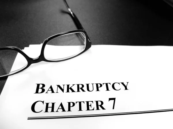 Bankrupcty Documents Chapter Desk Glasses Planning — Stock Photo, Image