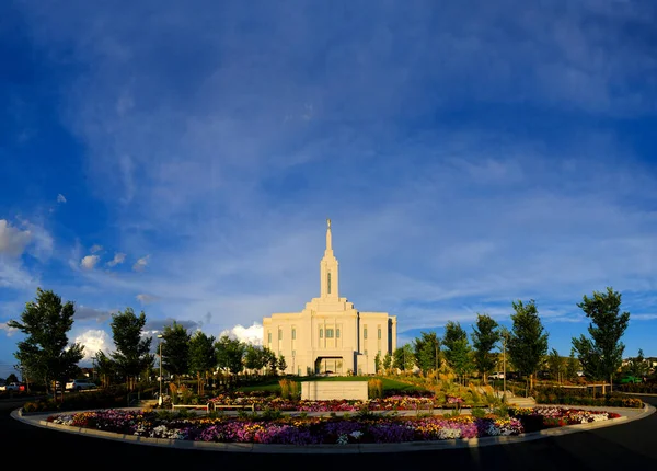 Pocatello Idaho Lds Mormon Latter Day Святий Храм Небесними Хмарами — стокове фото