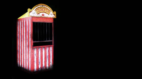 Old ticket booth at a carnival or circus selling ticket for rides and fun