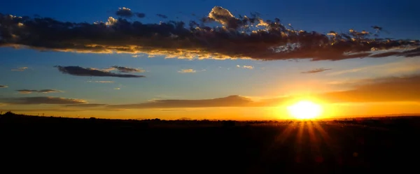 Sunrise Sunset Sun Set Rise Sunstar Rays Golden Light Clouds — Stockfoto