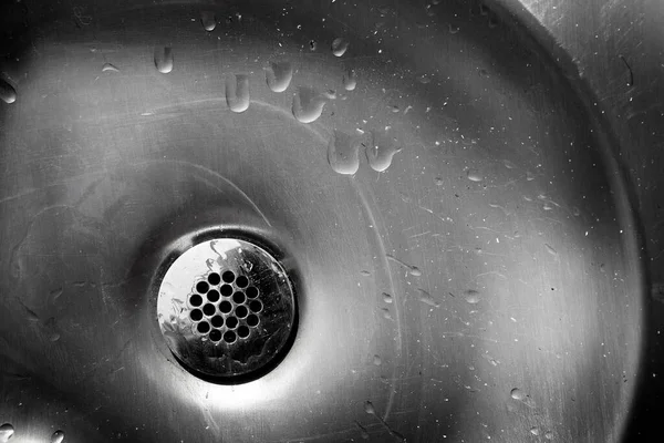 Old Metal Drain Water Stains Marks Steel Sink — Stock Photo, Image