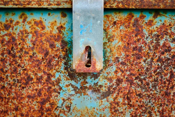 Detalle Vieja Bisagra Oxidada Caja Metal Para Seguridad —  Fotos de Stock