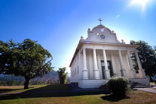 Old Idaho Cataldo Mission Church Building Structure Northern Idaho — Stock Fotó