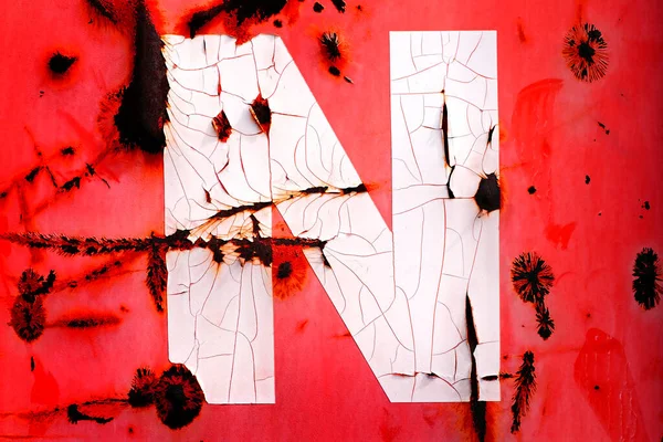 Metal Letter Rusted Peeling Red Paint — Stock Photo, Image