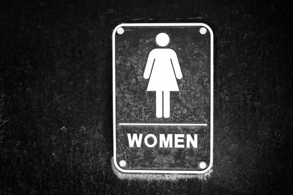 Women Restroom Sign Black Dirty Bathroom Door — Stock Photo, Image