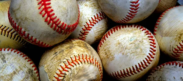 Стек Куча Мячей Игры Бейсбол — стоковое фото