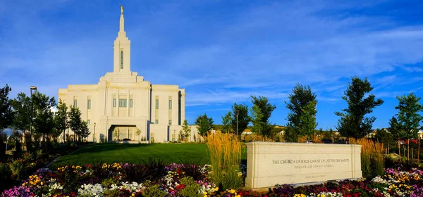 Pocatello Idaho Lds Mormon Latter Day Saint Temple Sky Clouds — Stok fotoğraf