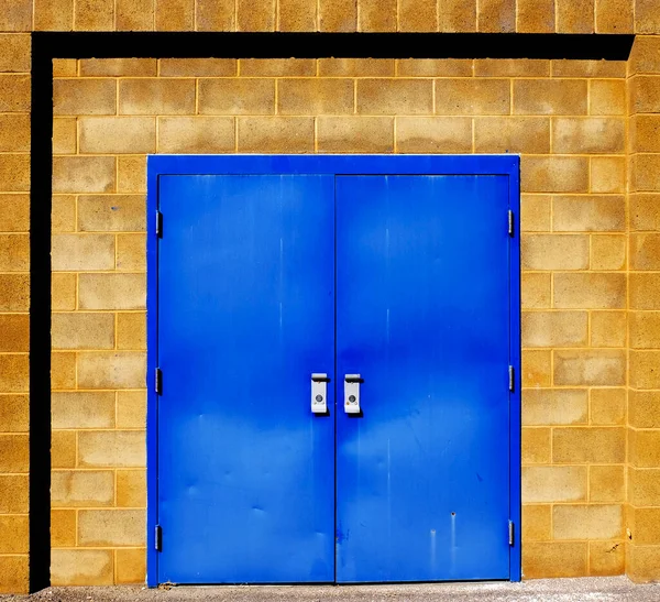 Old Blue Metal Doors Handles Worn Texture — Stock Photo, Image