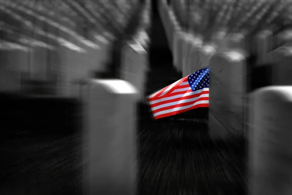 Cmentarz Wojskowy Stanach Zjednoczonych Nagrobkami Dla Żołnierzy Białe Rzędy Marmuru — Zdjęcie stockowe