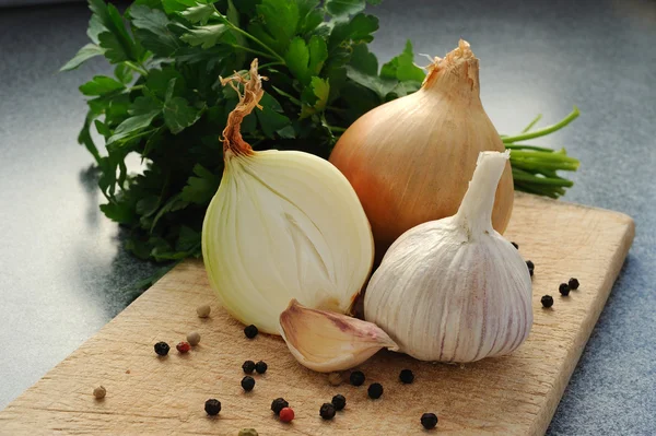 Onion and garlic — Stock Photo, Image