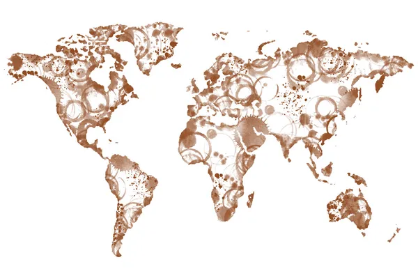 Mapa mundial del café — Foto de Stock