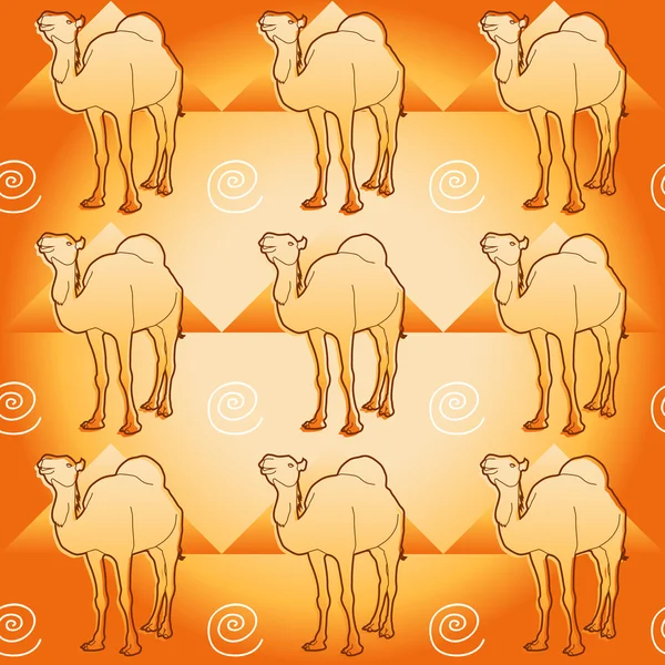 Camello y pirámides — Vector de stock