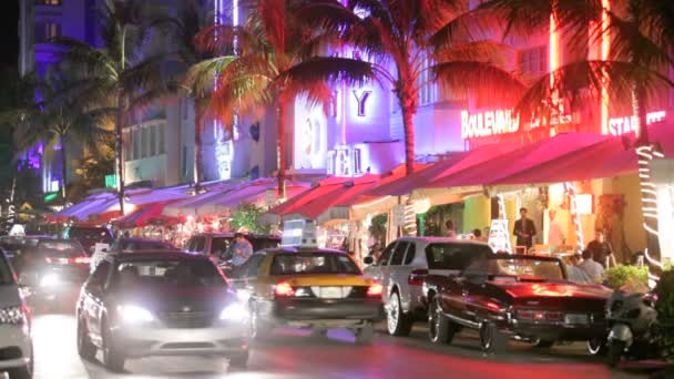 Ocean Drive at night — Stock Video