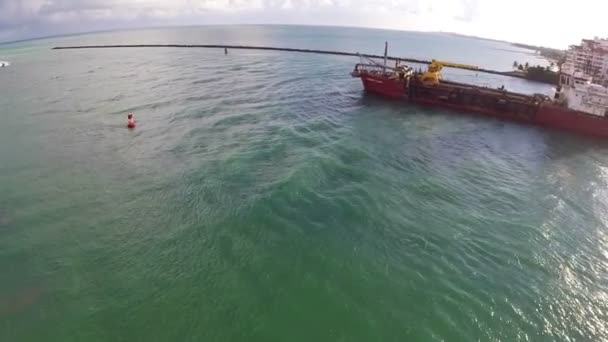 Endüstriyel gemi havadan görüntüleri — Stok video