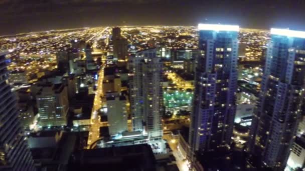 Night aerial footage of Downtown Miami — Stock Video