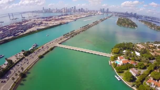 Puerto de Miami y Star Island — Vídeo de stock