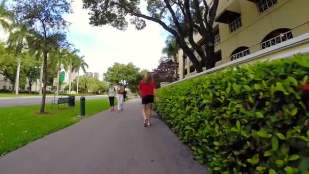 Pessoas caminhando em uma trilha de fitness — Vídeo de Stock