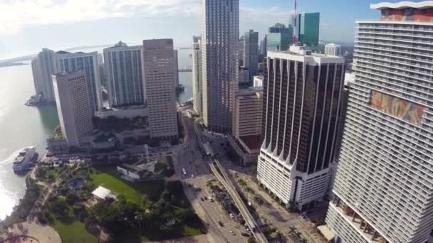 Downtown Miami and Bicentennial Park — Stock Video