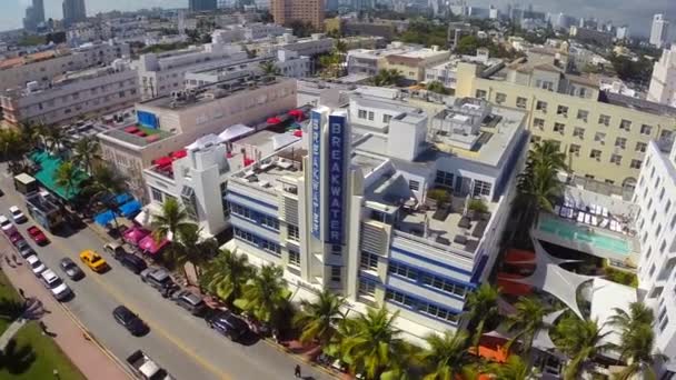 Aerial video of Ocean Drive Miami Beach Florida — Stock Video