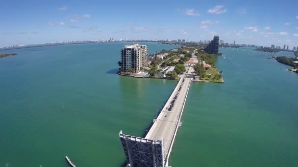 Boten in miami luchtfoto beeldmateriaal — Stockvideo