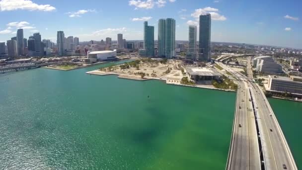 Downtown Miami e il video aereo della baia — Video Stock