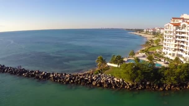 Fisher Island Miami Beach vídeo aéreo — Vídeo de Stock