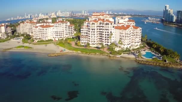 Vídeo aéreo de Fisher Island Miami Beach — Vídeo de stock