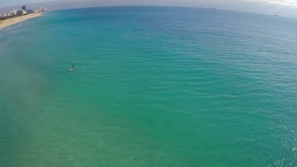 People paddle boarding in Miami Beach — Stock Video