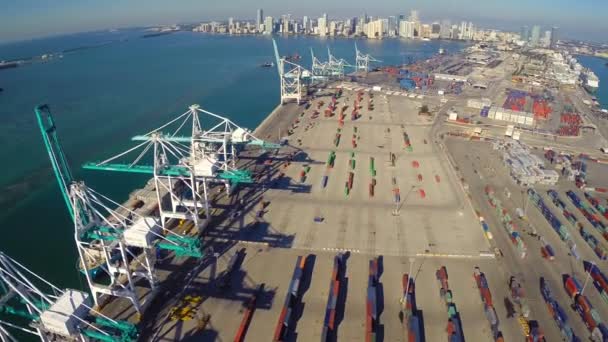 Aerial leverage of the Port of Miami Florida — Stock Video