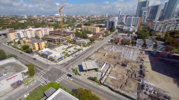 Vídeo aéreo de una obra de construcción en Brickell — Vídeo de stock