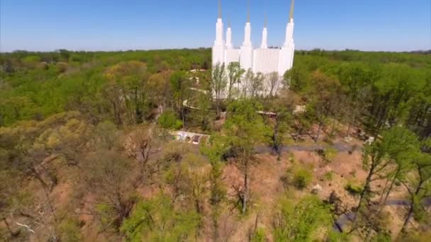 Luchtfoto video van de LDS-tempel — Stockvideo
