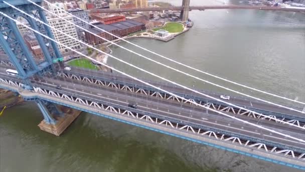 Antenowe video manhattan i brooklyn bridge w Nowym Jorku — Wideo stockowe