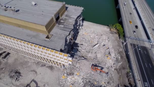 Aerial video of the Miami Herald Building destruction — Stock Video
