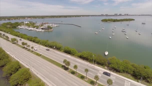 JFK Causeway Miami Beach aerial video — Stock Video