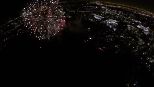 4 juli vuurwerk luchtfoto drone — Stockvideo