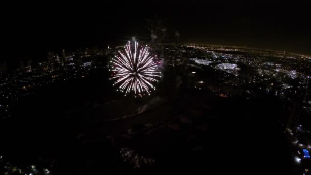 4th-ból július tűzijáték légi drone — Stock videók