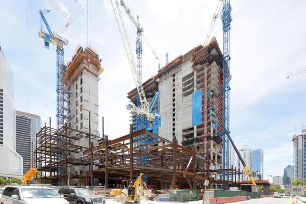 Stad brickell centrum in aanbouw — Stockfoto