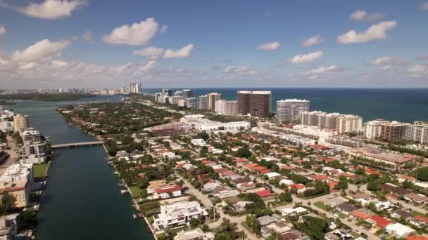 Antenne Gevestigde Miami Beach Bal Harbour Chique Buurt — Stockvideo