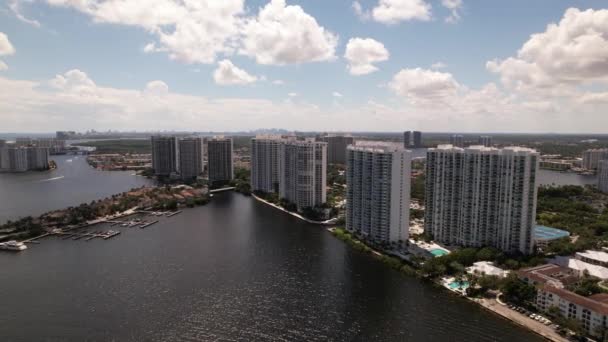 Air Video Waterfront Condominiums Aventura Florida — стоковое видео