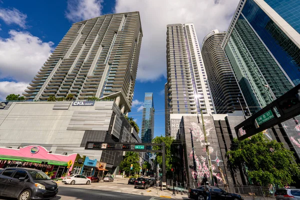 Brickell Usa Settembre 2021 Street View Highrise Buildings Brickell Business — Foto Stock