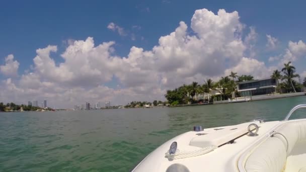 Bootfahren in Miami — Stockvideo