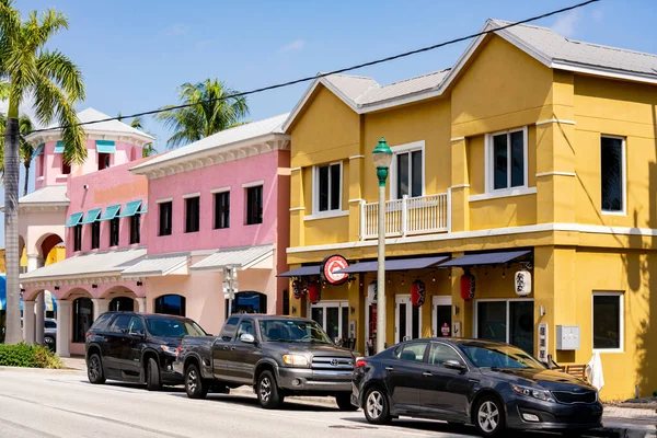 Delray Beach Estados Unidos Octubre 2021 Foto Negocios Restaurantes Downtown —  Fotos de Stock