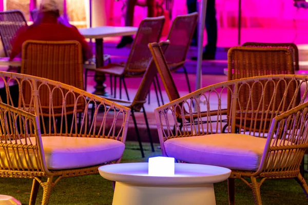 Cadeiras Vime Restaurante Miami Beach — Fotografia de Stock