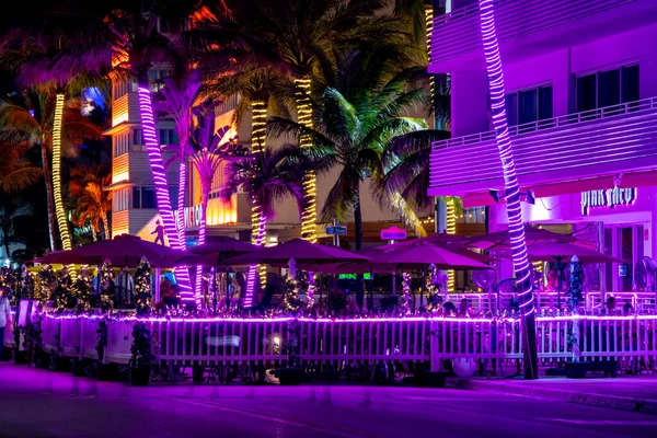 Майами Бич Флорида Сша Октября 2021 Ночное Фото Ресторана Неоновыми — стоковое фото
