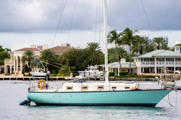 Segelbåtar Dockade Bay Fort Lauderdale Scenen — Stockfoto