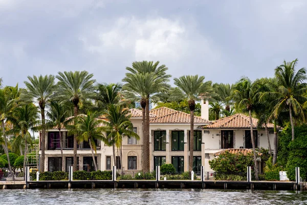 Fort Lauderdale Usa October 2021 Telephoto Photo Luxury Waterfront Homes — Stock Photo, Image
