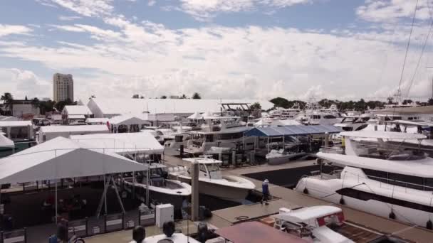 Luchtfoto Stijgt Onthullen Fort Lauderdale Boot Show — Stockvideo